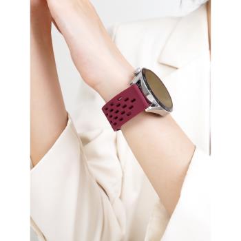 適用一加手表表帶OnePlus Watch表帶網洞硅膠折疊扣1+磁吸表帶一加運動手表夏季透氣男女款防水非原裝替換帶
