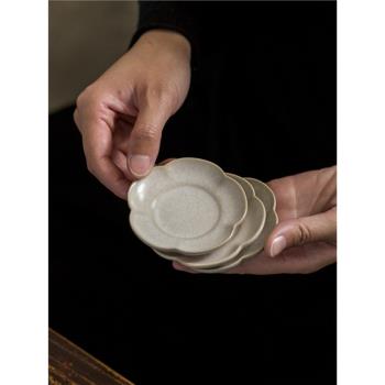 日式復古粗陶冰裂開片釉陶瓷杯墊梅花冰晶效果手工杯托茶托茶盤