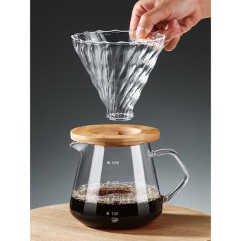 手沖咖啡壺咖啡濾杯滴漏壺過濾器帶刻度冷萃杯美式玻璃分享壺套裝
