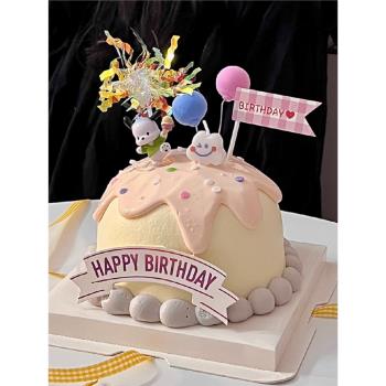 網紅ins風帕恰狗蛋糕裝飾擺件卡通可愛小狗女生生日蛋糕插牌插件
