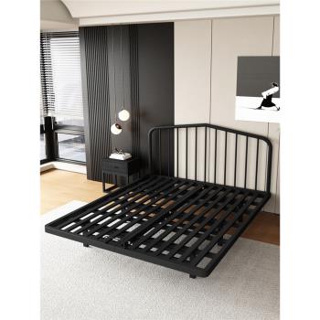 懸浮床鐵架床帶床頭簡約現代單雙人床1.5米1.8米小戶型兒童鐵藝床