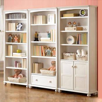 實木書柜儲物柜收納柜落地兒童白色書櫥書架現代簡約書房臥室家具