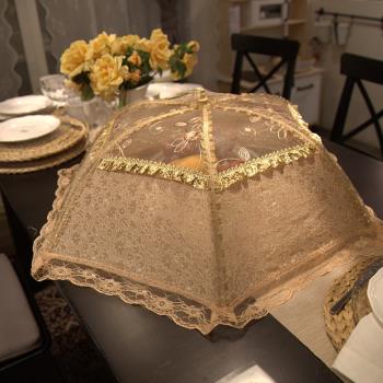 蓋菜罩食物罩子飯菜餐桌罩家用防蒼蠅圓形飯罩大號可折疊碗罩桌蓋