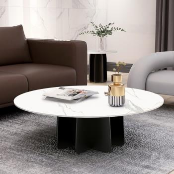 極簡現代輕奢鋼化玻璃圓形茶幾小戶型客廳家用辦公室設計師茶幾桌