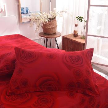 結婚喜慶大紅色單品枕頭套加厚磨毛枕芯套單件枕套一對裝48*74cm