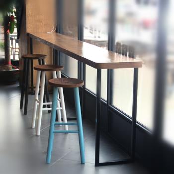 隔斷小吧臺桌陽臺家用簡約實木簡易高腳桌墻桌靠窗咖啡廳長條桌椅