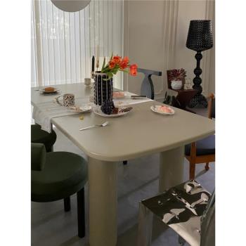 奶油侘寂風餐桌輕法式網紅設計師中古vintage家具 復古小戶型桌椅