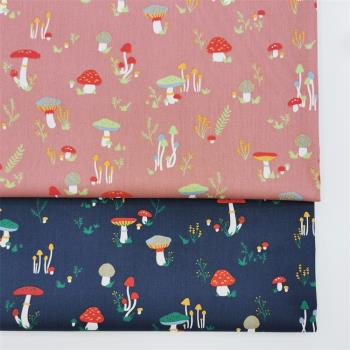卡通蘑菇紅傘傘 純棉斜紋布料 全棉床品棉服包包面料里布