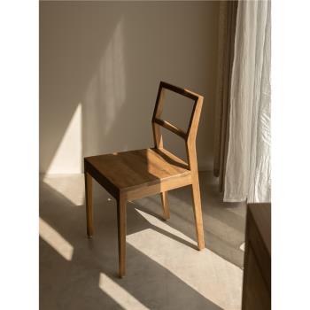 弄居 ∣ 復古侘寂風實木餐椅北歐中古家用餐廳高背椅子榆木靠背椅