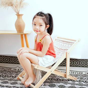 波西米亞手工棉繩編織躺椅子攝影道具沙灘椅創意兒童拍照道具沙發