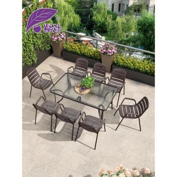 紫葉室外桌椅組合戶外塑木餐椅防水花園庭院露天陽臺休閑外擺桌椅
