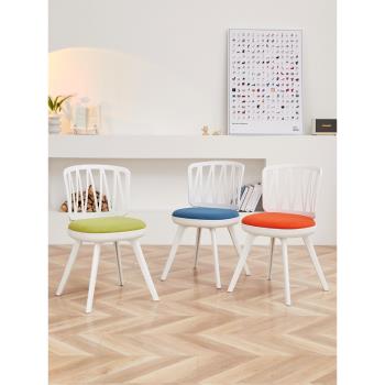 北歐網紅加厚塑料餐椅家用現代簡約書桌靠背椅凳子鏤空創意洽談椅