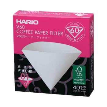 HARIO||圆锥形咖啡滤纸V60||01W 40张