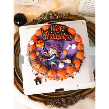 萬圣節烘焙蛋糕裝飾卡通魔法掃帚女孩插件南瓜幽靈halloween插牌