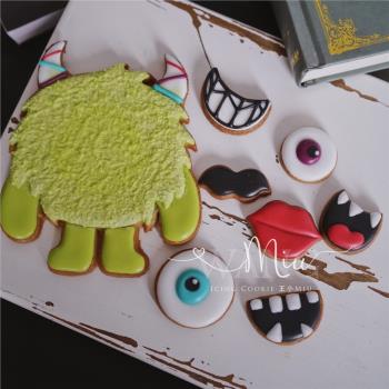 【視頻教程】王小miu 創意組合表情怪獸萬圣節糖霜餅干模具 DIY