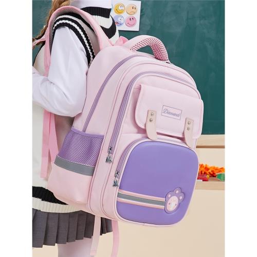 兒童書包女小學生三到六年級減負護脊防潑水耐磨大容量簡約雙肩包