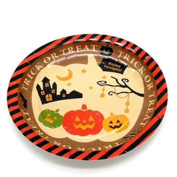 日本大創萬圣節燙金卡通紙盤happy halloween派對餐盤蛋糕盤6個價