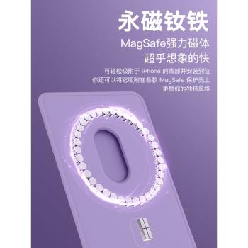 適用蘋果magSafe磁吸iphone15手機真皮卡包專用皮革卡套15Promax強磁吸附可放門禁卡Pro配件直刷裝卡狂甩不掉