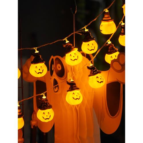 萬圣節南瓜燈玩具骷髏小燈串裝飾品酒吧商場活動場景布置道具擺件