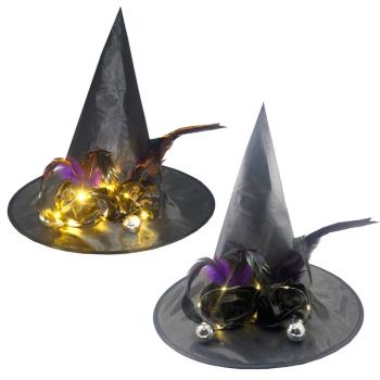萬圣節帽子鬼節派對裝飾道具LED發光魔術師女聚會表演巫師帽魔法