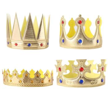 國王皇冠萬圣節兒童生日布置道具金色布皇冠帽子頭飾派對用品
