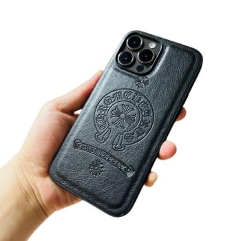 潮牌克羅心xs適用於蘋果iphone16pro MAX保護套15plus真皮手機殼Magsafe磁吸款吸附防摔情侶款Chrome Hearts