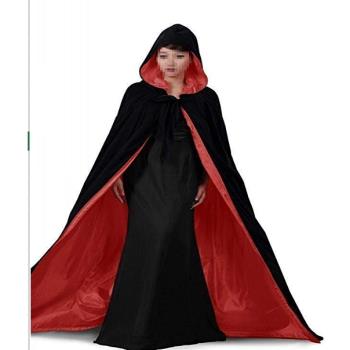 男女通用萬圣節斗篷cosplay演出成人魔法披風黑紅化妝舞會披肩
