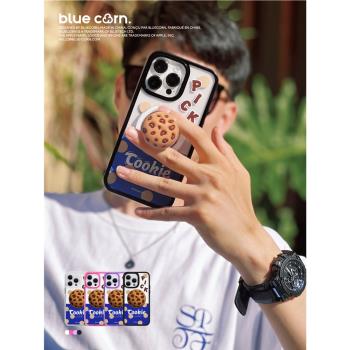 【bluecorn】藍色苞米巧克力曲奇適用于蘋果iPhone 15 14 Pro Max 13Magsafe 磁吸餅干cookie鏡面防摔手機殼