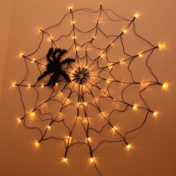 跨境新品直銷萬圣節裝飾LED蜘蛛網燈鬼節布置道具遙控彩燈