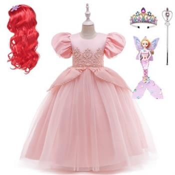愛麗兒美人魚粉色迪士尼公主裙子