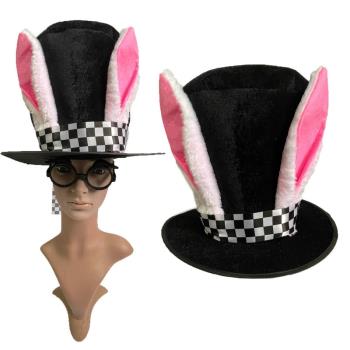 兔子頭套帽子萬圣節兔子帽子兔女郎頭飾兔子耳朵禮帽魔術師帽演出