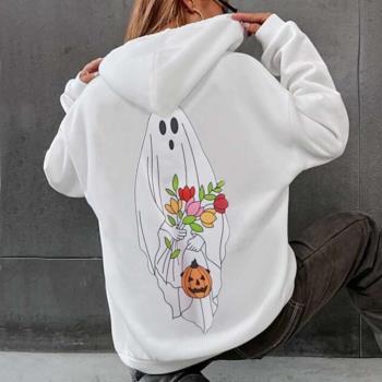 Autumn and winter new womens Halloween hooded fleece long-s