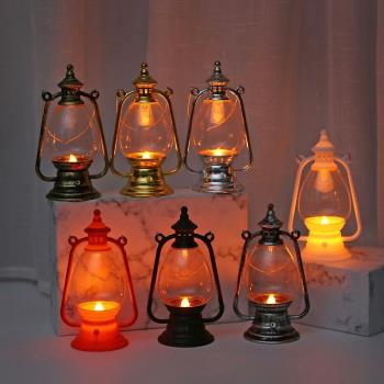 風燈宮燈工藝禮品跨境新款LED電子蠟燭萬圣節裝飾復古手提小馬燈