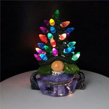 萬圣節魔法侏儒樹裝飾跨境新款 Purple Lighted Tree Decorations