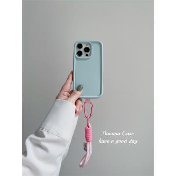 BananaCase小清新純色磨砂軟殼適用于iPhone15pro蘋果13手機殼14promax粉色手繩11簡約12pro軟xr/xsmax保護套