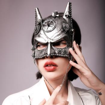 女士人朋克蝙蝠俠超人鉚釘全臉cosplay面具貝利亞狐小紅娘萬圣節