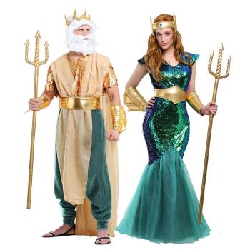 萬圣節服裝成人情侶海王美人魚服裝 古埃及艷后法老 女王演出服裝
