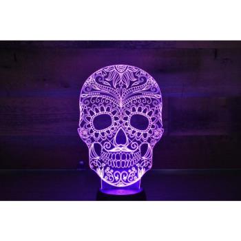 亞馬遜跨境爆款萬圣節骷髏頭3D臺燈USB立體LED小夜燈創意禮品燈