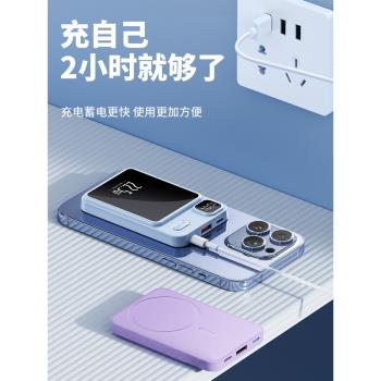 【順豐】新款Magsafe磁吸充電寶無線快充適用iPhone14promax專用超薄小巧便攜20000毫安超大容量手機移動電源
