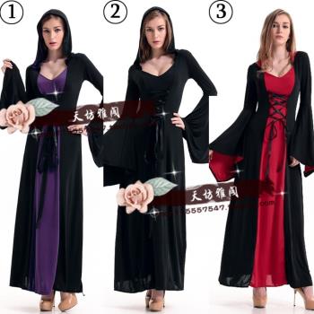 萬圣節服裝女巫婆黑死神長裙吸血鬼歐洲宮廷cosplay舞會演出服裝