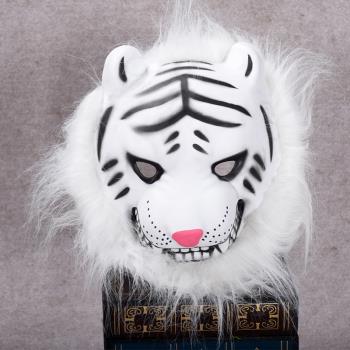 新款毛邊動物面具獅子、老虎、猴子、狼萬圣節EVA寵物面具