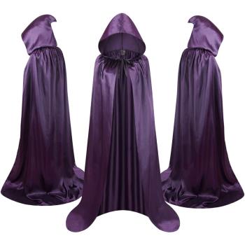 圣誕節角色扮演披風萬圣節紫色女巫吸血鬼角色扮演斗篷尖帽子披肩