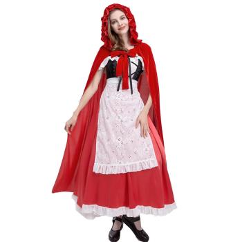 萬圣節小紅帽角色扮演歌劇話劇舞臺演出服披風長款連衣裙S-XL分碼
