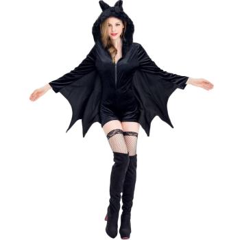 S-XXXL成人吸血鬼暗黑蝙蝠服裝 萬圣節女巫蝙蝠俠cos服大碼派對裝