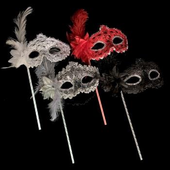 羽毛手持面具古風眼罩情趣中國風萬圣節化妝舞會面具半臉面具女