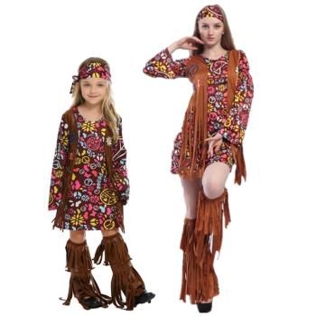 萬圣節親子服裝cosplay成人印第安女兒童野人男土著人非洲原始人