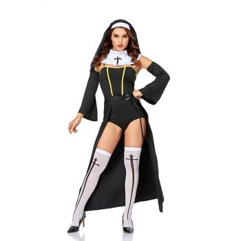 萬圣節情趣內衣套裝 COSPLAY修女服性感修女裝大碼演出服 nun cos