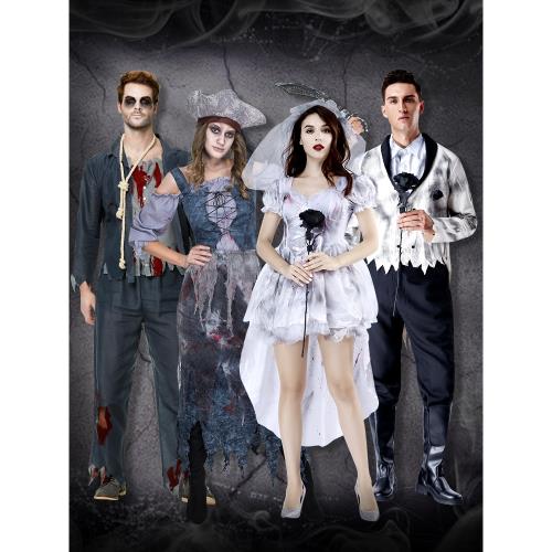 萬圣節服裝女鬼新娘男新郎情侶角色扮演成人吸血鬼僵尸cos女巫服