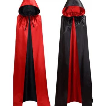 新紅色雙層萬聖節披風中長款連帽斗篷成人通用舞臺服裝演出服cape