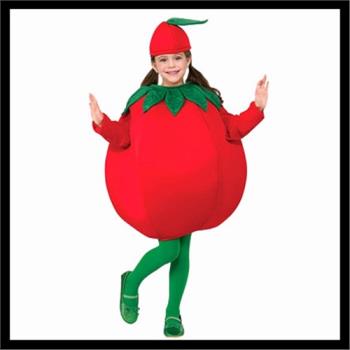 中性兒童西紅柿cosplay服裝造型服蔬菜水果服飾紅色裝扮服萬圣節